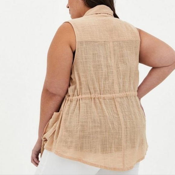 Torrid Gauze Drape Front Vest - Picture 2 of 10